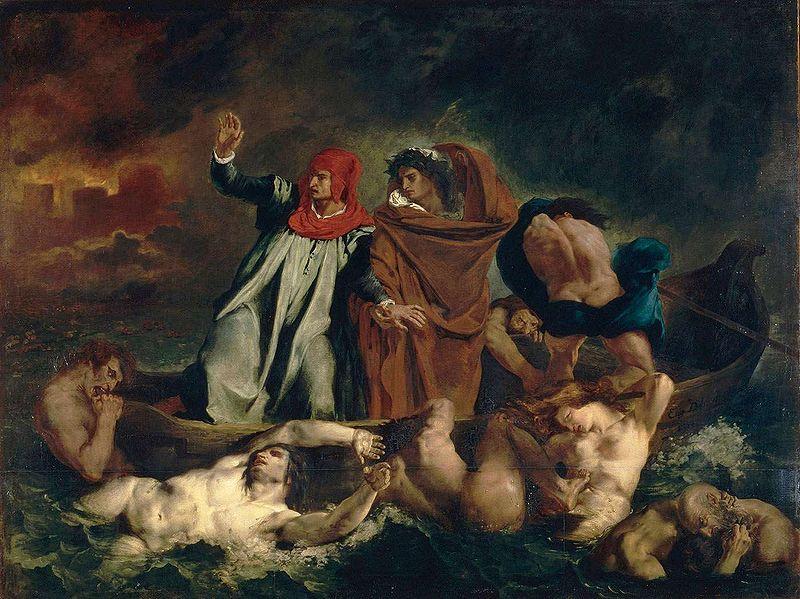 Eugene Delacroix Dante and Vergil in hell France oil painting art